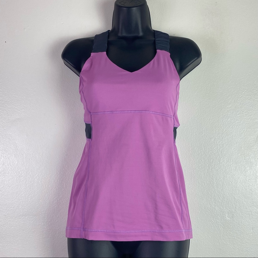 Lululemon Push Your Limits Criss Cross Tank Sz 6 Bra Purple Top